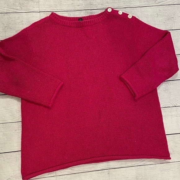 Women's Lauren Ralph Lauren Plus Size 1X Hot Pink Sweater Pull Over Buttons - Picture 3 of 12